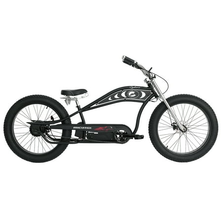 WonderWheels Cyclone E Bike 26'*4.0 Tires Rated Power 500W Motor, 48V. 11.6amp Battery, Speed and Torque Integrated Sensor, Disc Brake, Frame with Head Light & Fender - Matte-Black, Rims Black