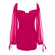 thumbnail image 2 of Gibobby Vestidos de fiesta elegantes Vestido estilo Herben francés de manga larga con escote en V profundo para mujer, falda negra ajustada Sexy a la cadera(Rosa caliente,G), 2 of 5