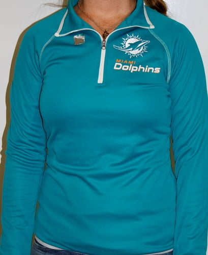 Miami Dolphins Womens Majestic NFL Breakout Play V 1 4 Zip Performance Shirt by Majestic