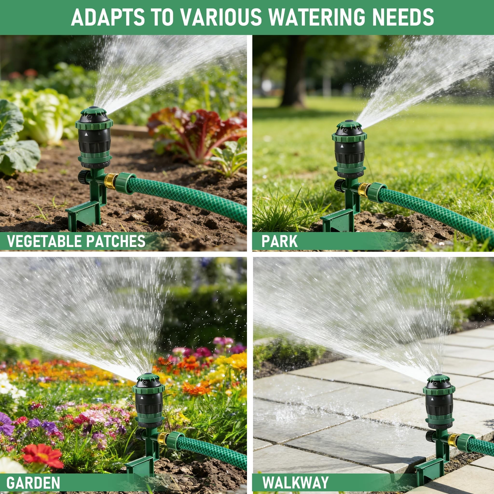 2 Pack Gear Drive Sprinkler For Yard  Heavy Duty 5-pattern 360 Degree Rotary Water With Spike Base Durable Lawn 3/4 Inch Adapters Large Area Garden