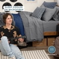 thumbnail image 4 of Bare Home 4-Piece Reversible Bed-in-a-Bag - Premium 1800 Collection - Twin XL, Dark Blue/Gray Comforter with Gray Sheet Set, 4 of 10
