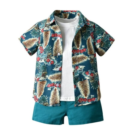 

Fesfesfes Toddler Baby Boys Fashion Short Sleeve Blouse Flower Retro Shorts Gentleman s Suit