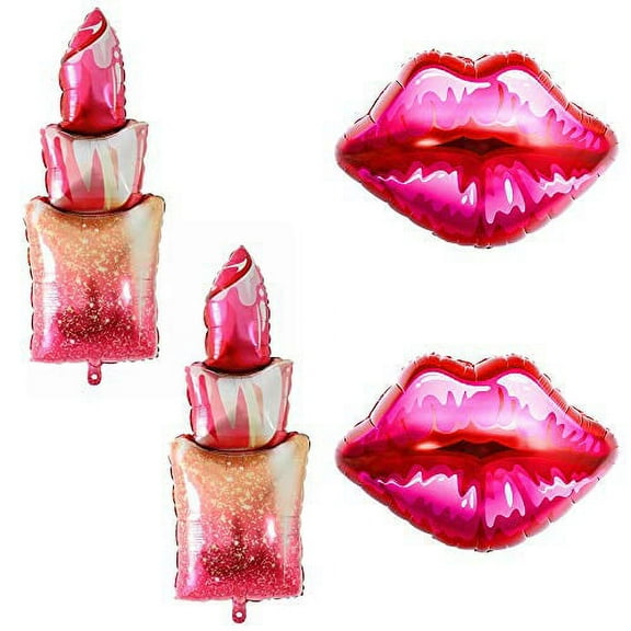 HORUIUS Red Lips Balloons Lipstick Balloons Red Kiss Lips Balloons Shaped Foil Mylar Balloons for Birthday Bridal Shower Valentine's Day Wedding Party Marriage Engagement Decorations 4PCS