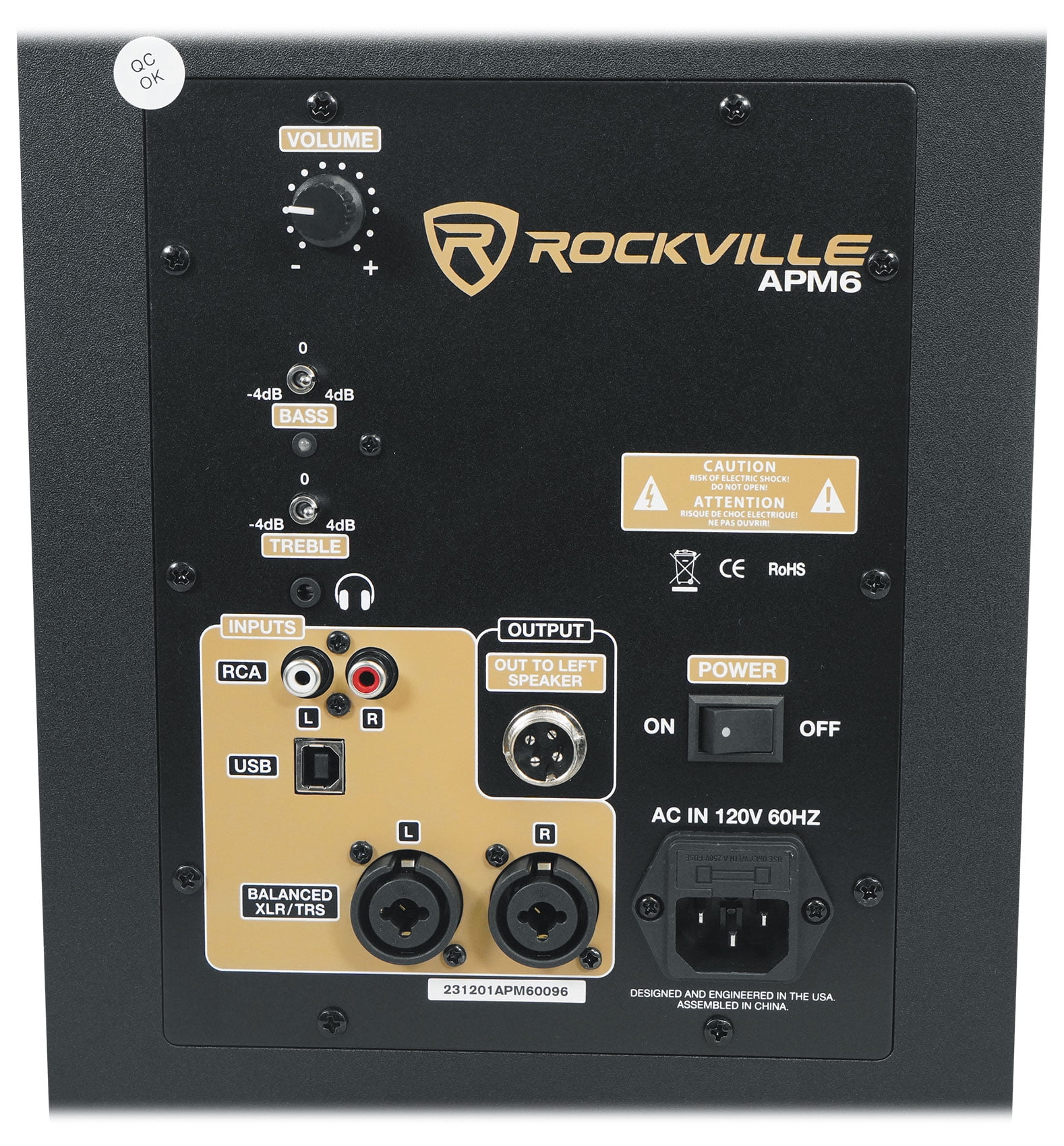 Pair Rockville APM6B 6.5" 2-Way 350 Watt Powered USB Studio Monitors + Stands+Pads