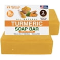 thumbnail image 1 of Barra de jabón de cúrcuma para rostro y cuerpo - Jabón natural para iluminar la piel para manchas oscuras áreas íntimas axilas - El lavado facial de cúrcuma reduce el acné, desvanece las cicatrices y, 1 of 5