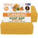 thumbnail image 1 of Barra de jabón de cúrcuma para rostro y cuerpo - Jabón natural para iluminar la piel para manchas oscuras áreas íntimas axilas - El lavado facial de cúrcuma reduce el acné, desvanece las cicatrices y, 1 of 5
