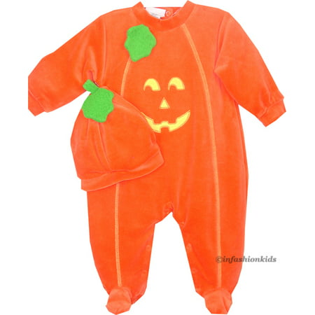 LE TOP Baby Pumpkin Costume with PUMPKIN Hat! 12 month