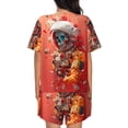 thumbnail image 6 of Susaid Space Skeleton Art Print Women's Pajama Set, Button-Up Sleepwear with Elastic Waist Shorts, Perfect for Lounging, Yoga, Beach, and Casual Wear-XX-Large, 6 of 7