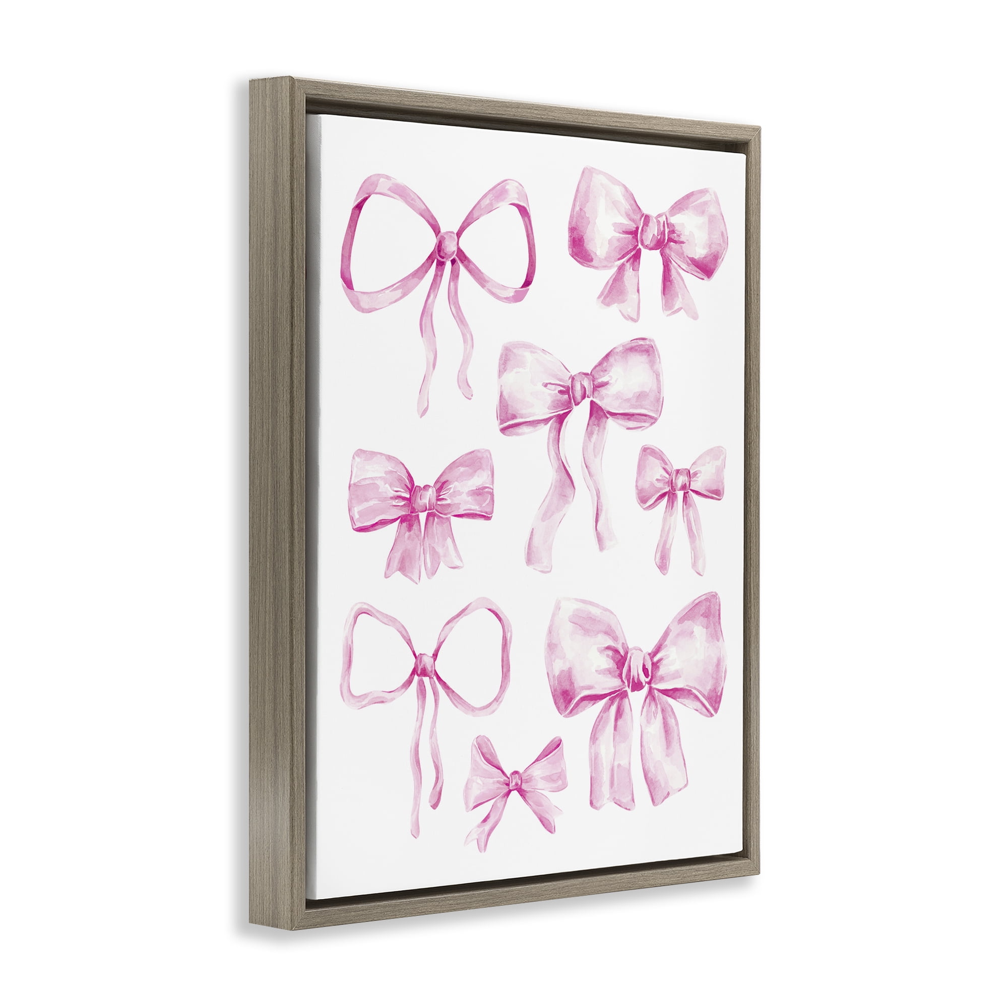 Stupell Industries Coquette Bow Collection Brown Framed Floater Canvas Wall Art, design by Bethany Sandoval