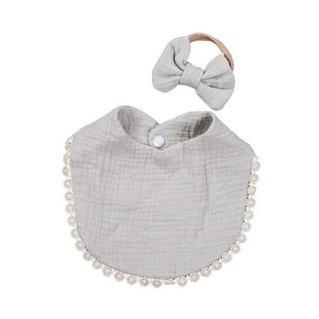 

MERSARIPHY Baby Bib + Hair Band Tassel Decoration Bow Knot Floral Print