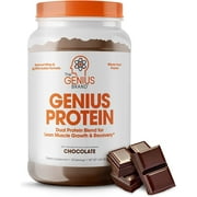 Whey Protein Powder for Lean Muscle Growth & Recovery - Dual Protein Blend Egg White Isolate, Chocolate, Genius Protein by the Genius Brand