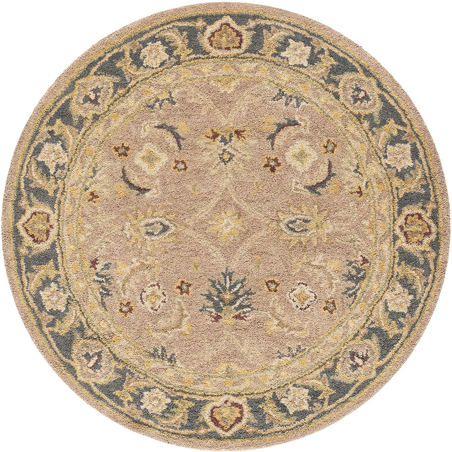 Safavieh Anatolia Collection AN549A Handmade Traditional Oriental Brown and Blue Wool Round Area