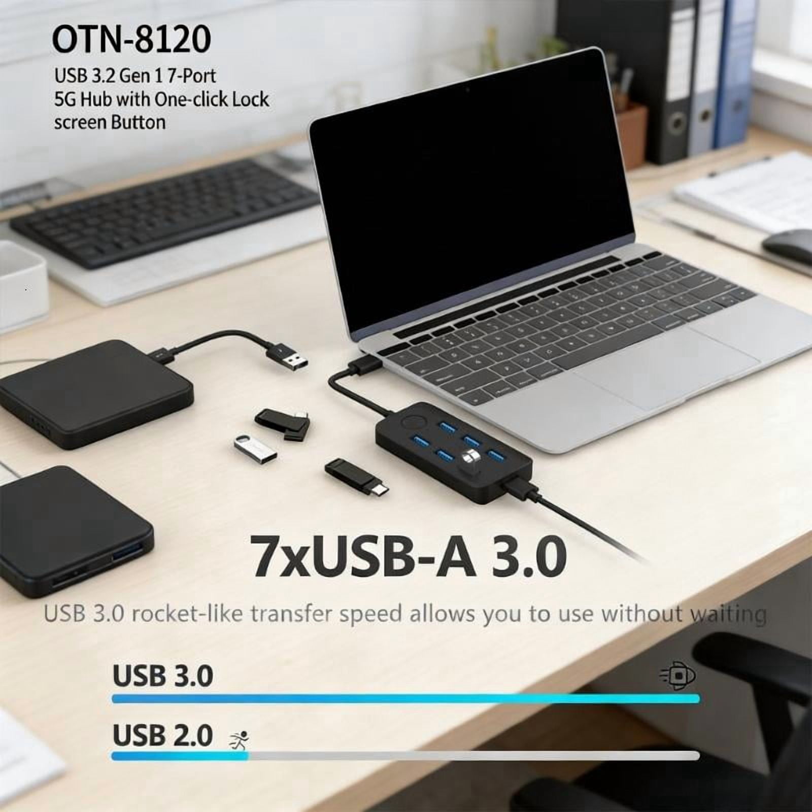 CEORPER Efficient USB3.0 Splitter USB Docking Station With Single Button Lock Screen