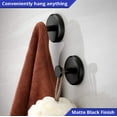 thumbnail image 2 of Suction Cup Hooks for Shower, Bathroom, Kitchen, Glass Door, Mirror, Tile – Loofah, Towel, Coat, Bath Robe Hook Holder for Hanging up to 15 lbs – Waterproof & Rustproof, Matte Black (2-Pack), 2 of 7