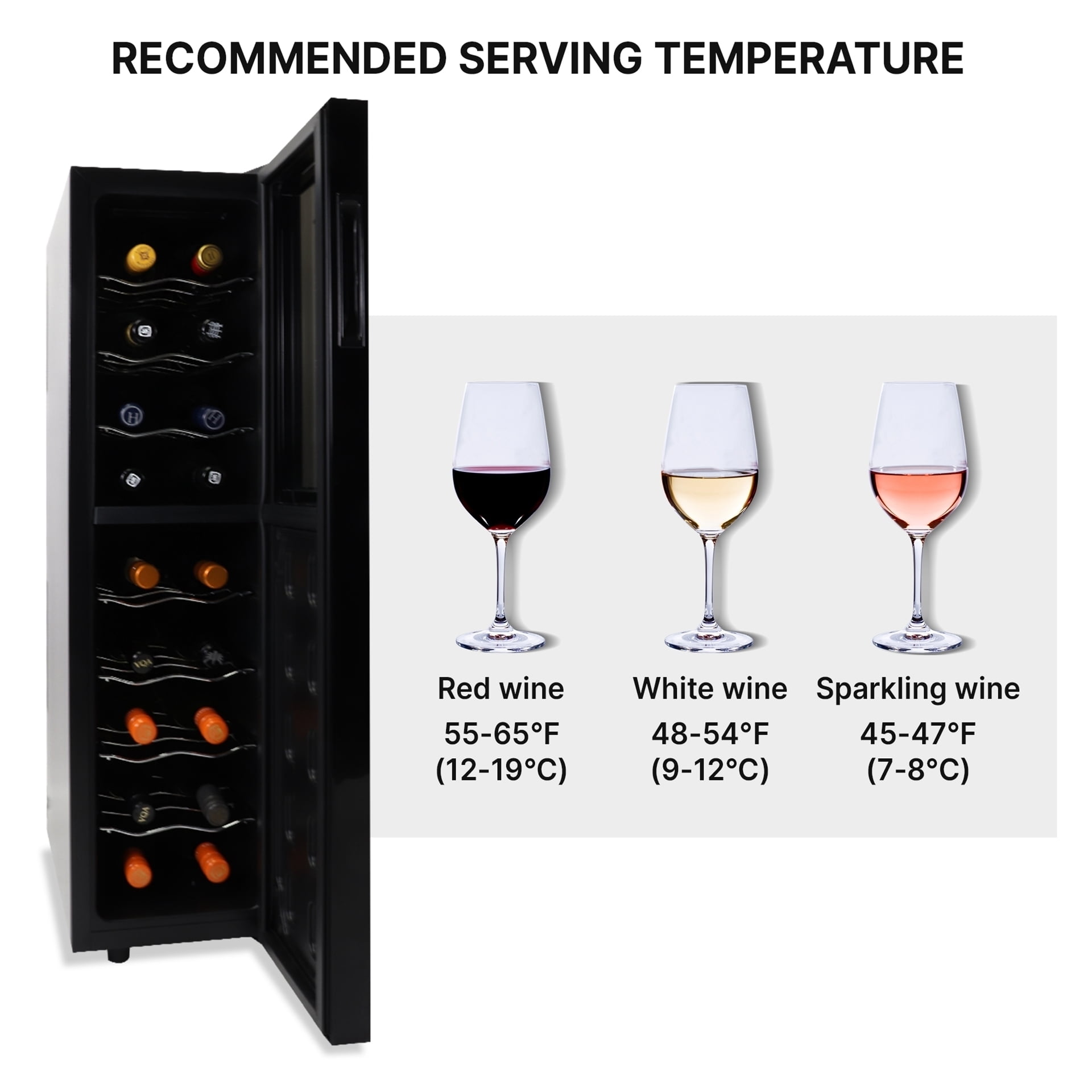 Koolatron 18 Bottle Slim Dual Zone Wine Cooler Freestanding Wine Fridge