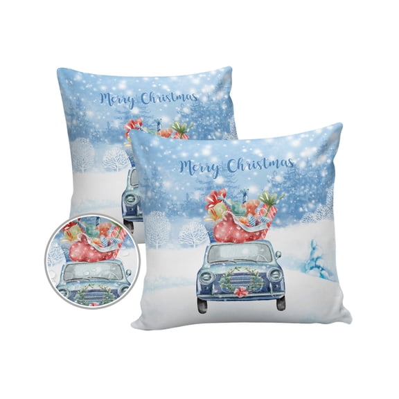 Pack of 2 Outdoor Pillow Covers, Winter Christmas Gifts Car Waterproof Square Throw Pillowcase Cushion Decorative Pillow Covers for Couch Patio Tent, 18x18 in