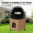 thumbnail image 5 of Insulated Outdoor Cat House, Weatherproof Outdoor Furniture Cat House, Poly Lumber Sturdy Cat Shelter for Outdoor Feral Cats with Openable Roof, Elevated Feet for Patio, Porch, Teak, 5 of 8