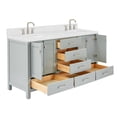 thumbnail image 3 of ARIEL Cambridge 66 Inch Double Oval Sink Bathroom Vanity With Carrara White Quartz Countertop 1.5 Edge In Grey, 3 of 7
