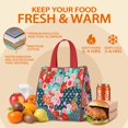 thumbnail image 5 of Pioneer Flower Floral Print Pattern Insulated Lunch Bag for Women & Adults,Large Portable Soft Cooler Lunch Bag,Thermal Food Storage Tote with Pearl Cotton,8.66L,8.75x5.75x9.5 Inch, 5 of 6