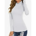 thumbnail image 4 of Women's Turtleneck Long Sleeve Shirts Casual Basic T Shirts Lightweight Base Layer Solid Slim Fit Tops, 4 of 6