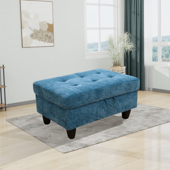 Flannel Living Room Storage Ottoman