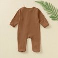 thumbnail image 4 of CAUYDY Newborn Boy Coming Home Outfits Baby Clothing 0 3 6 9 Months 1T 2T Preemie Long Sleeved Sleepers Infant Boys Romper Fall Winter Toddler Pajamas Brown for Sizes 3-6 Months, 4 of 4