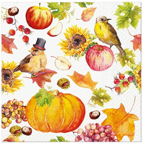 Keep Unique Pumpkins Decoupage Napkins, Luncheon Pumpkin Autumn Napkin, Assorted Color, 20/Pack