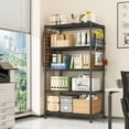 thumbnail image 3 of REIBII 5-Tier Metal Shelving Unit with Side Mesh & Hooks,Adjustable Wire Storage Rack,Narrow Pantry Shelf Organizer for Kitchen,Laundry,Garage,Bathroom,Black, 3 of 10