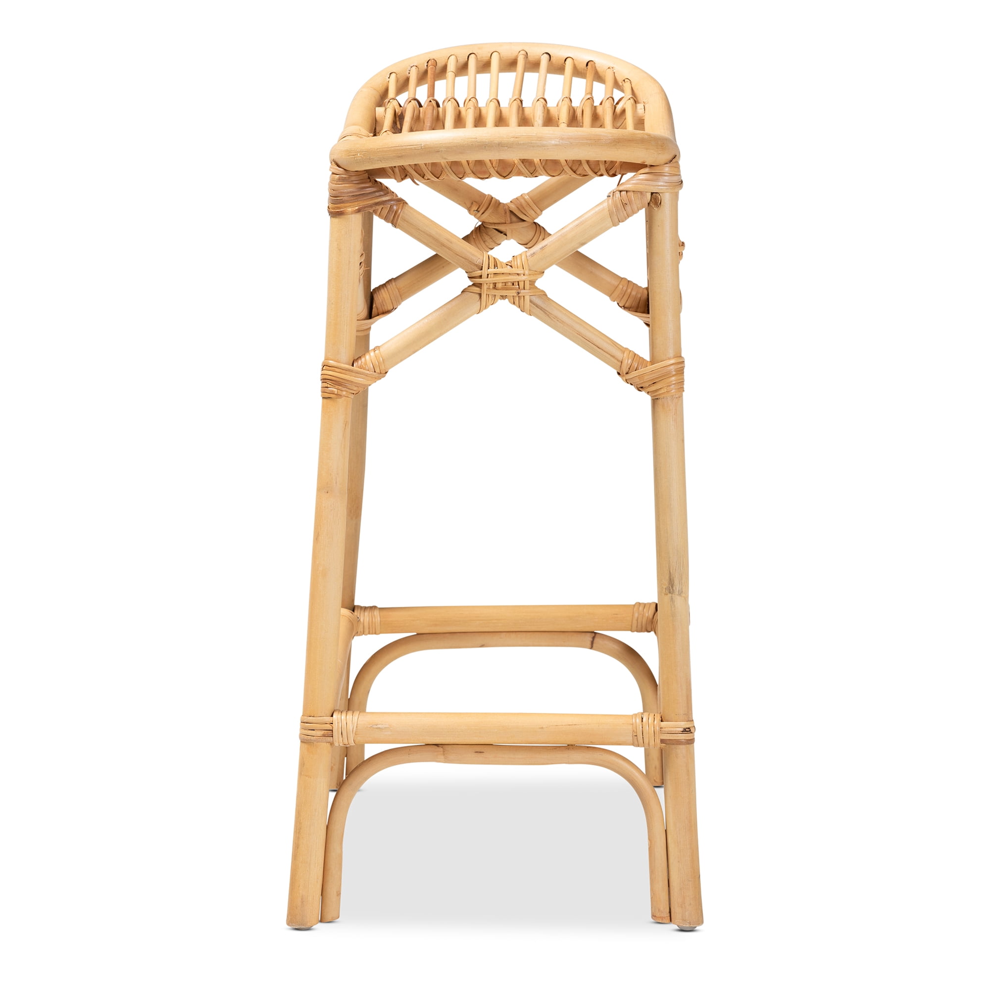 Baxton Studio Elgon Modern Bohemian Natural Brown Rattan Counter Stool