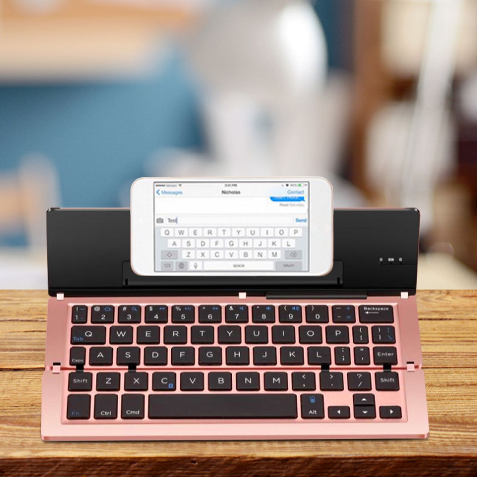 Mini Portable Wireless Bluetooth Keyboard Aluminum Alloy Foldable Rechargeable Keyboard Travel Office Home With Stand