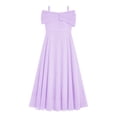 thumbnail image 4 of Miutii Kids Girls Off Shoulder Wedding Bridesmaid Dress 3D Applique Flower Girl Chiffon Dress Pageant Lavender 6, 4 of 5