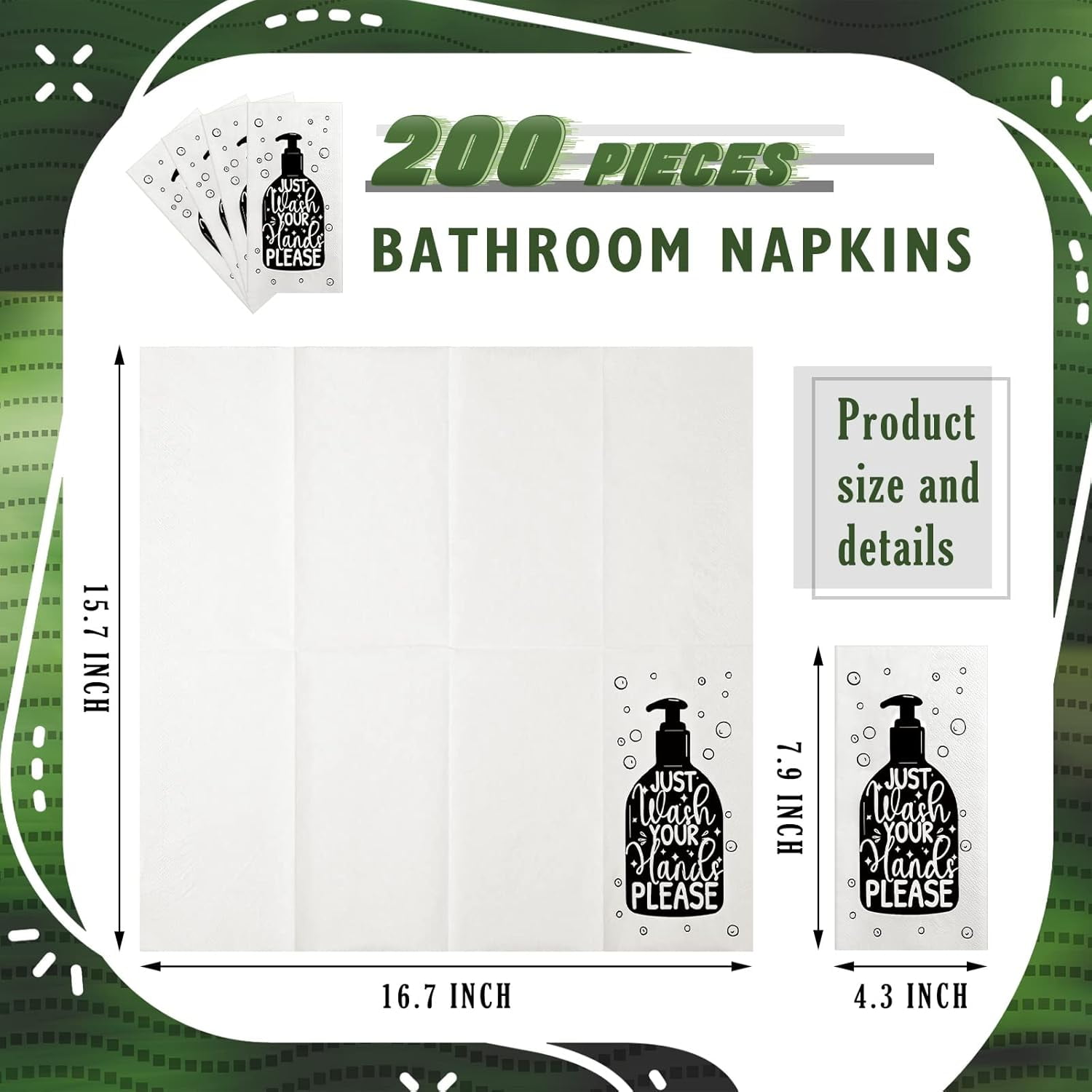 200 Pcs Paper Guest Towels Disposable Hand Towels Bathroom Guest Napkins Disposable Decorative Bathroom Napkins for Powder Room Wedding Holiday Birthday Baby Bridal Shower (White Black)