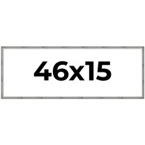 46x15 Frame Silver Grey Distressed Solid Wood Picture Frame | 0.75 Inch Moulding Width | Interior