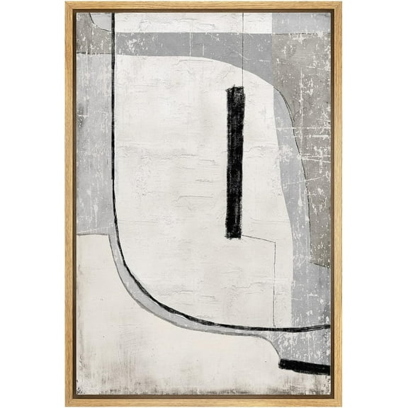 IDEA4WALL Framed Canvas Wall Art Grunge Retro Industrial Geometric Eye Abstract Digital Art Nordic Multicolor Boho Print Contemporary for Living Room, Bedroom, Office - Natural 24"x36"