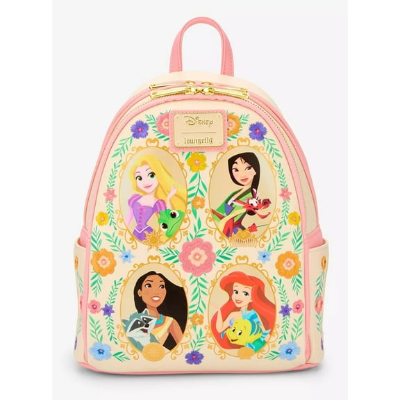 LOUNGEFLY BACKPACK PRINCESSES 4 ON FRONT MORE AROUND THE BAG NWT