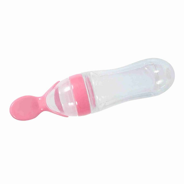 Biberón de Silicona para Bebés y Niños Pequeños Con Cuchara, Alimento Fresco, Alimentador Exrimidor de Cereales, Caliente para Bebés