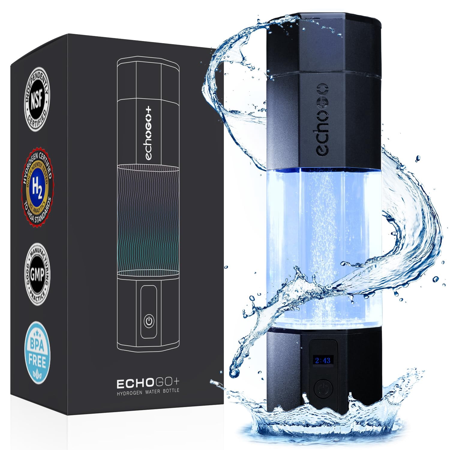 Botella de agua Echo Go+ Hydrogen Infusion de 300 ml recargable ...