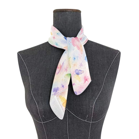 Square Scarf 24x24 Inch Rainbow Butterfly Seamless Pattern Silky Satin Sun Protection Neck Scarf for Women Multi-Purpose Head Wrap Bandana for Hair Bag Decoration