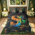 thumbnail image 3 of meiyoeat Dinosaur S Initial Twin Bedding, Cartoon Animals Bedding Comforter Set for Boys Girls, Black Reversible, 7 Pieces, 3 of 6