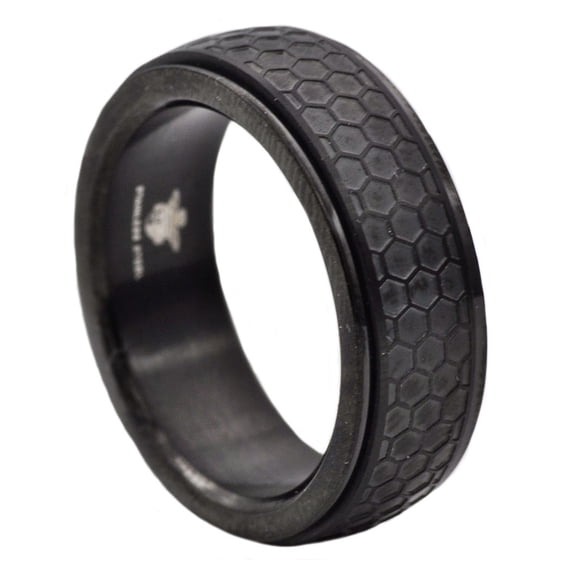 Mens Black Plated Stainless Steel Spinner Band