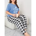 thumbnail image 7 of Musefolio Women's Pajama Sets Summer Short Sleeve Round Neck Comfort Fit Checkered Print Casual Sleepwear 1X-5X, 7 of 7
