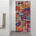thumbnail image 3 of Small Stall Narrow Shower Curtain 36"W x 72"L – Tropical Bohemian Leaves, Mid-Century Abstract Boho Botanical Bathroom Decor, Vintage Floral Palm Leaf Pattern, Rustic Tribal Folk Style, 3 of 5
