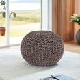 thumbnail image 2 of 20'' Round Knit Pouf Ottoman, Light Brown Eco-Friendly PET Fiber from Recycled Bottles – Indoor/Outdoor Footrest, Accent Stool, Easy Clean & Lightweight (5.95 lbs), 2 of 6