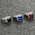 thumbnail image 4 of PAMTIER Men's Stainless Steel Silver Plated Ring with Square Blue Gem Stone Size 7, 4 of 6