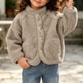 thumbnail image 6 of Samdudou Toddler Girls Fleece Jackets Fuzzy Sherpa Coats Button Down Fall Winter Warm Outerwear Kids Plush Stand Collar Layering Clothes Size 6M-3 Years, 6 of 7