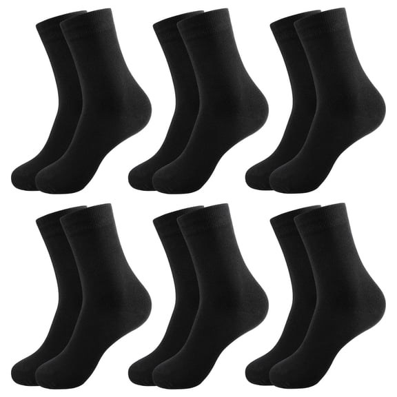 Bocaoying 6 Pairs Women Cotton Socks, Anti Odor Blister Proof Casual Calf Socks, Soft Cozy Breathable Black Socks for Women US Size 5-7.5