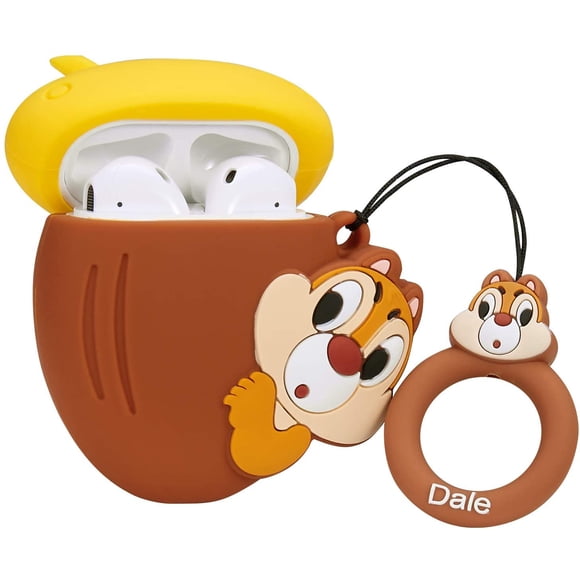 Compatible with Airpods 1&2 Case,Silicone 3D Cute Animal Fun Cartoon Character Airpod Cover,Kawaii Funny Fashion Cool Ring Design Skin,Shockproof Cases for Teens Girls Boys Air pods(Dark Brown)