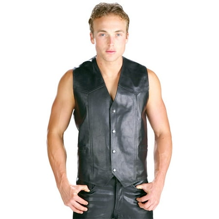 Classic Cowhide Vest - Xelement B210 Classic Mens Black High Grade Cowhide Leather Vest