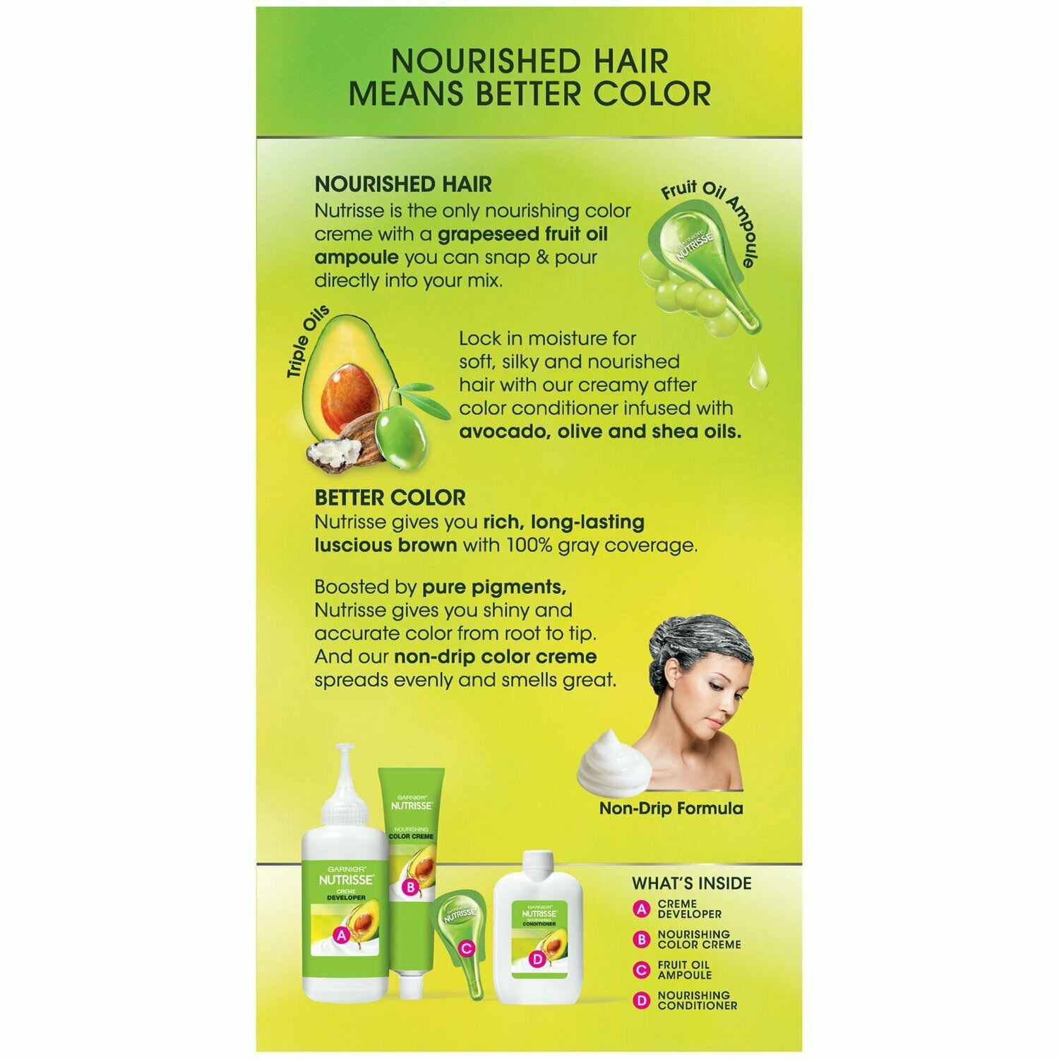 Garnier Nutrisse Nourishing Hair Color Creme, 43 Dark Golden Brown, 3-Pack