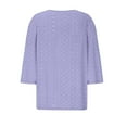 thumbnail image 3 of TYGHBN Ladies Fashion Casual Jacquard Three Quarter Sleeve Top Stylish and Comfortable Blouse for Everyday Wear Woman Summer Tops Violet Shirt Womens Stripes Shirt Oversized Tee for Women Womens, 3 of 4